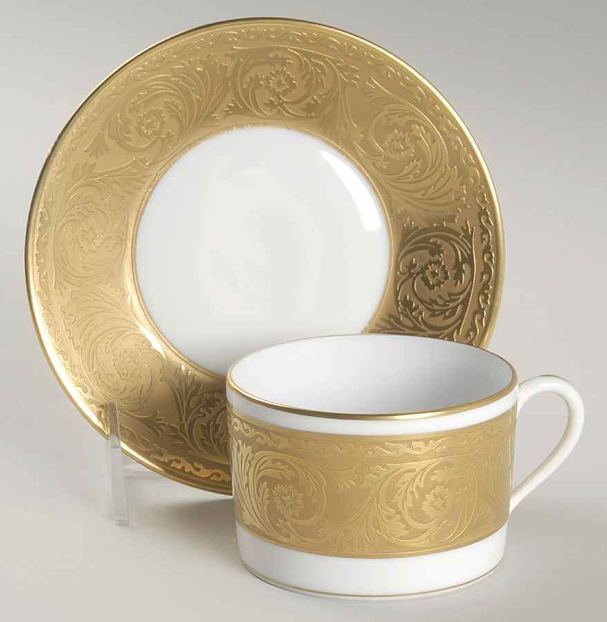 Versailles Gold Flat Cup & Saucer Set by Haviland & Parlon-1