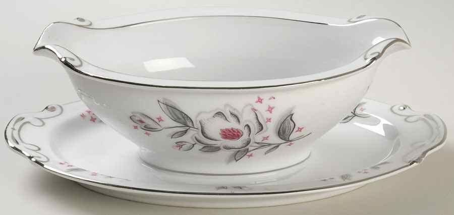 Cynthia Gravy Boat with Attached Underplate by Hira China-1