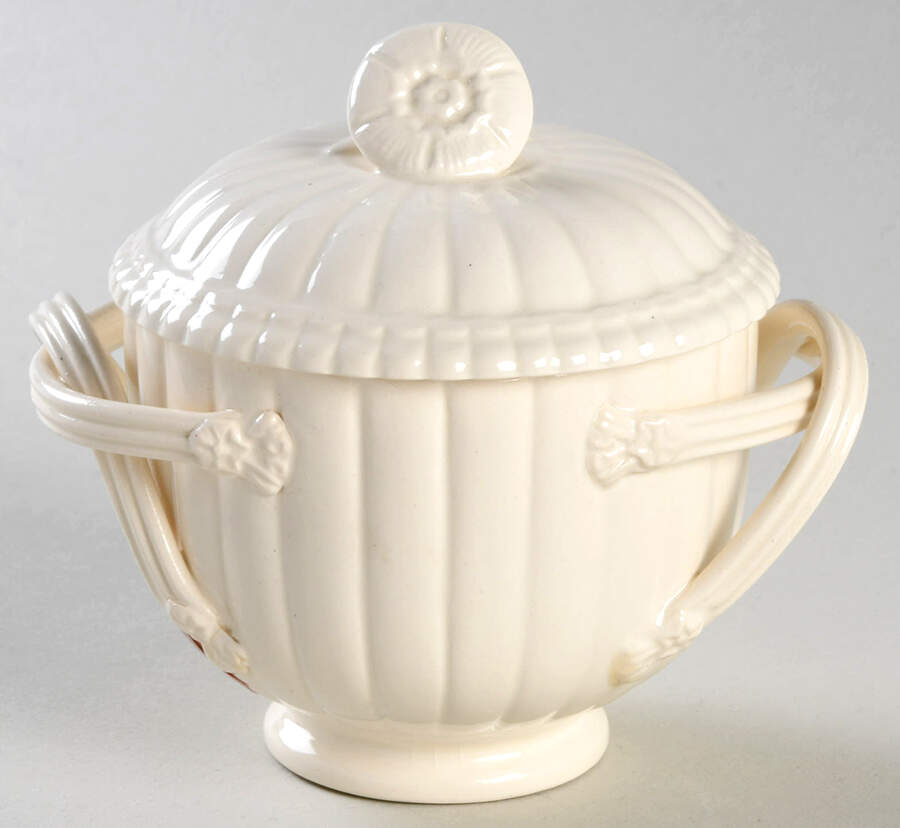 Creamware Solid Sugar Bowl & Lid by Hartley Greens-1