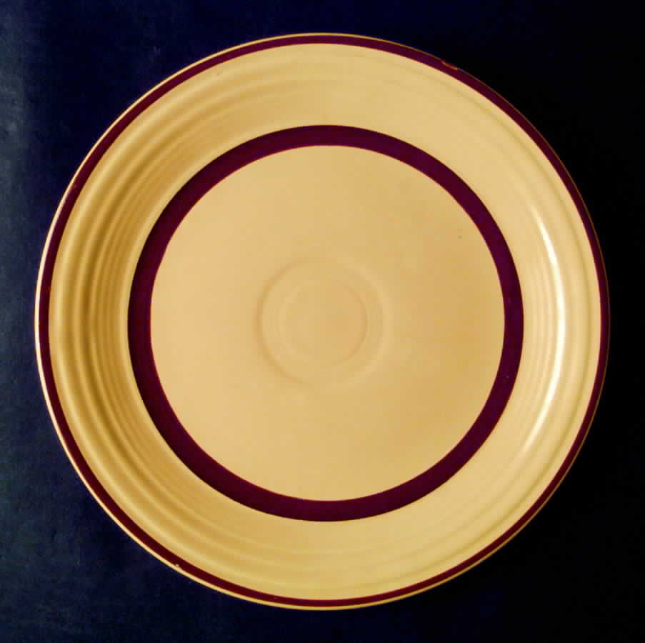 Fiesta Red Stripe Yellow Luncheon Plate by Homer Laughlin -1