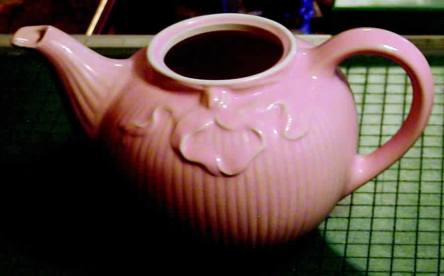Pink Victorian Bowknot Teapot No Lid by Hall-1