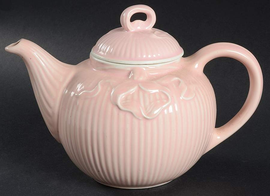 Pink Victorian Bowknot Teapot & Lid by Hall-1