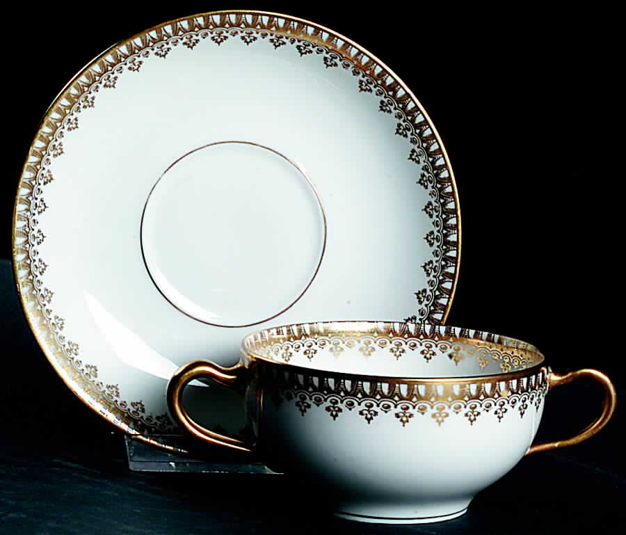 Schleiger 1091-2 Flat Bouillon Cup & Saucer by Haviland-1