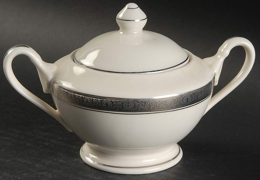 Royal Baroness (Platinum Trim) Sugar Bowl & Lid by Heirloom Collection-1
