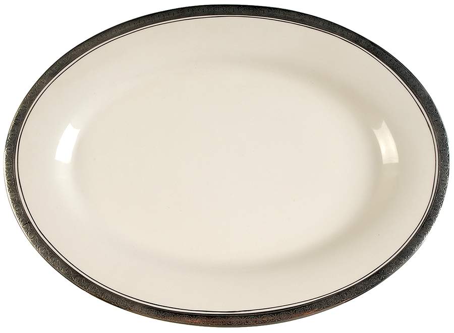 Royal Baroness (Platinum Trim) 14" Oval Serving Platter by Heirloom Collection-1