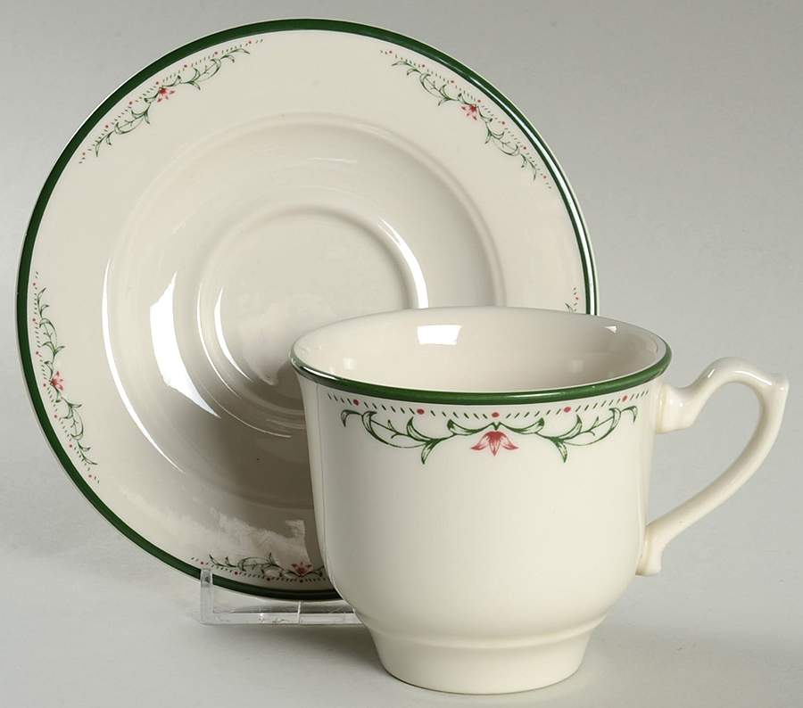 Hanover Green Flat Cup & Saucer Set by Homer Laughlin -1
