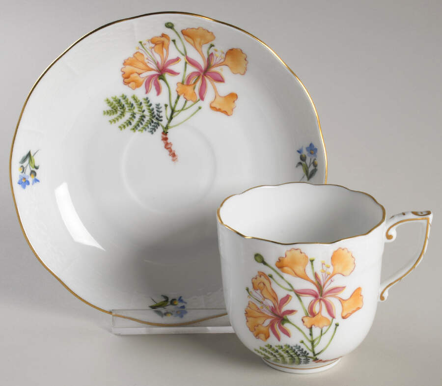 Flowers of Bermuda Chocolate Cup & Saucer Set by Herend-1