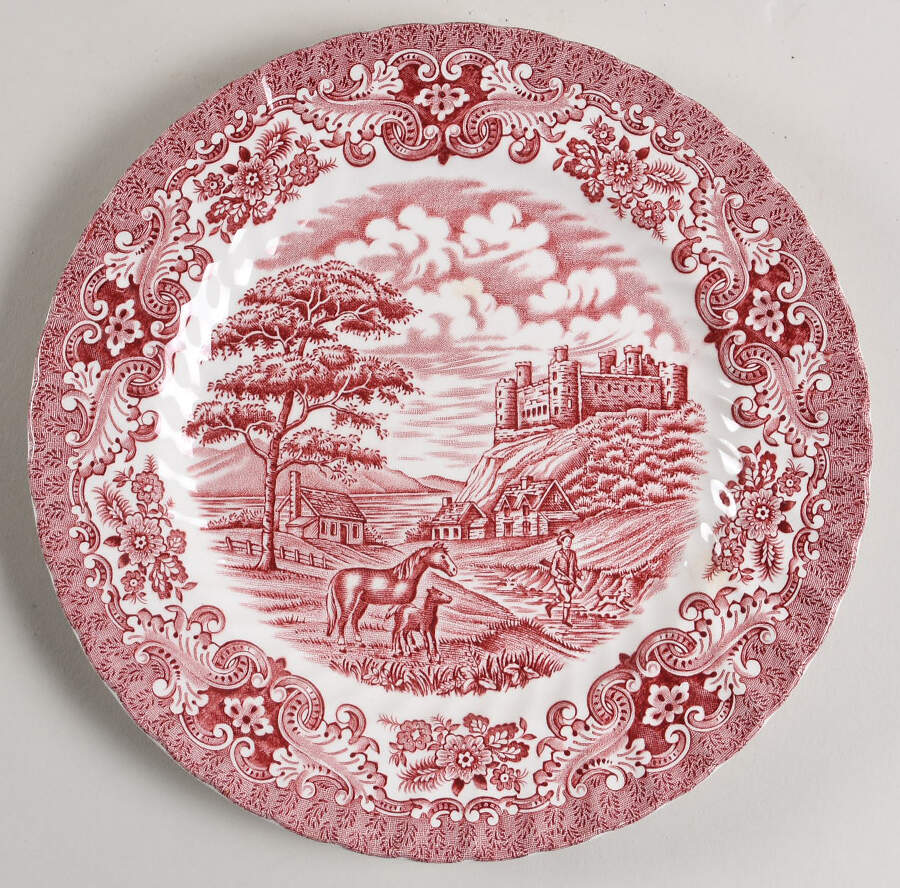 Olde Country Castles Red Dinner Plate by Hostess Tableware-1