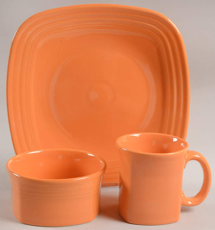 Fiesta Tangerine (Intro 2003) 3 Piece Place Setting by Homer Laughlin -1