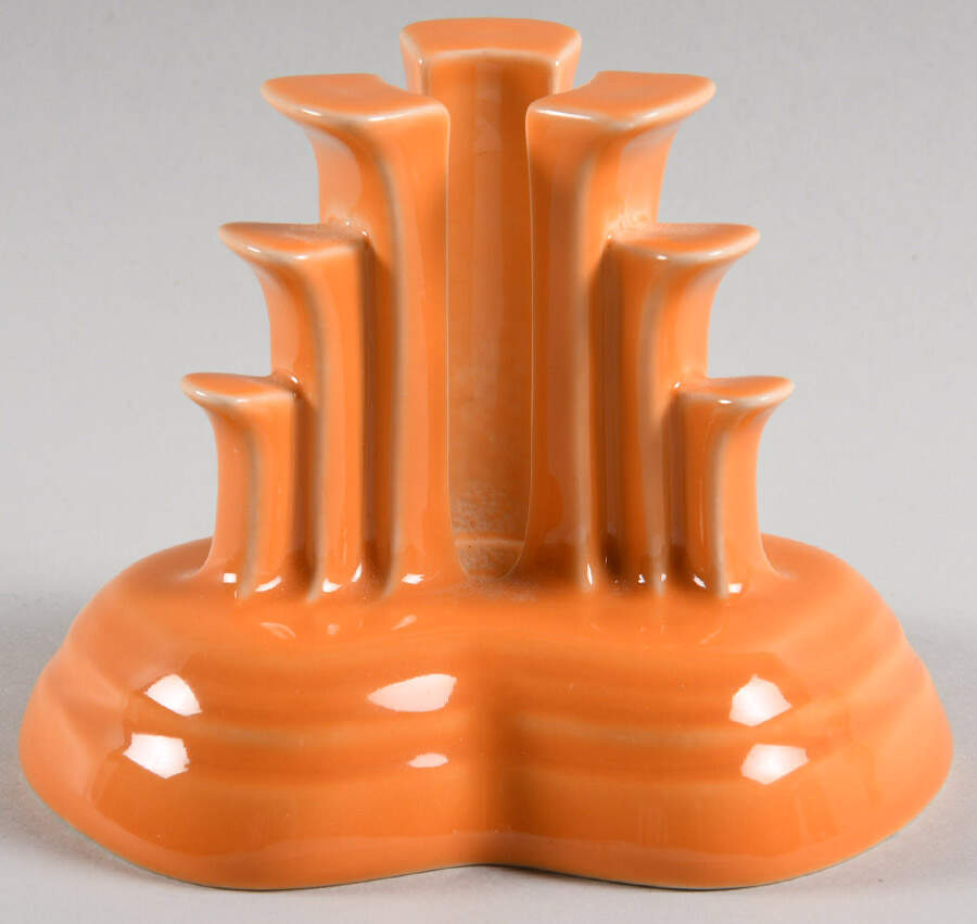 Fiesta Tangerine (Intro 2003) Tripod Candleholder by Homer Laughlin -1