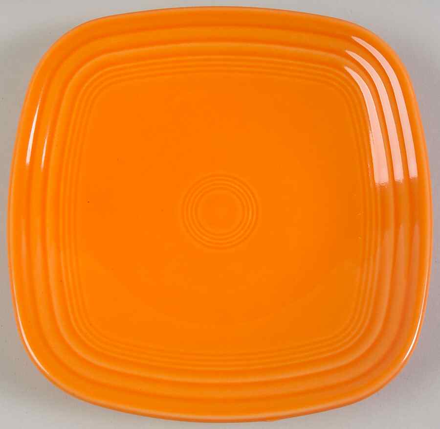 Fiesta Tangerine (Intro 2003) Square Salad Plate by Homer Laughlin -1