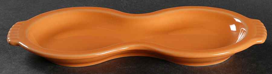 Fiesta Tangerine (Intro 2003) Tray for Creamer & Sugar with Lid by Homer Laughlin -1