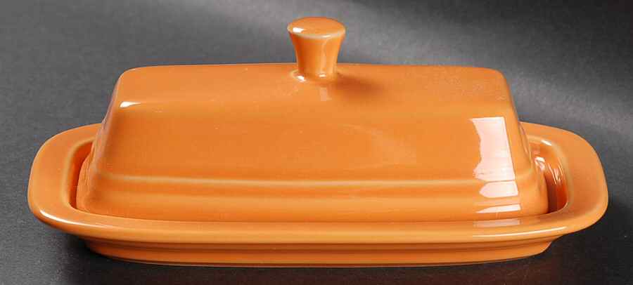 Fiesta Tangerine (Intro 2003) 1/4 Lb Covered Butter by Homer Laughlin -1