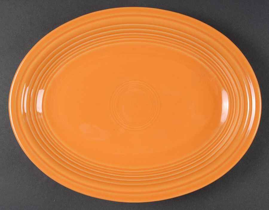 Fiesta Tangerine (Intro 2003) 11" Oval Serving Platter by Homer Laughlin -1