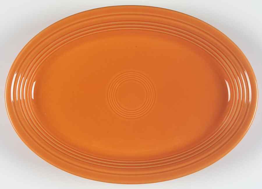 Fiesta Tangerine (Intro 2003) 13" Oval Serving Platter by Homer Laughlin -1