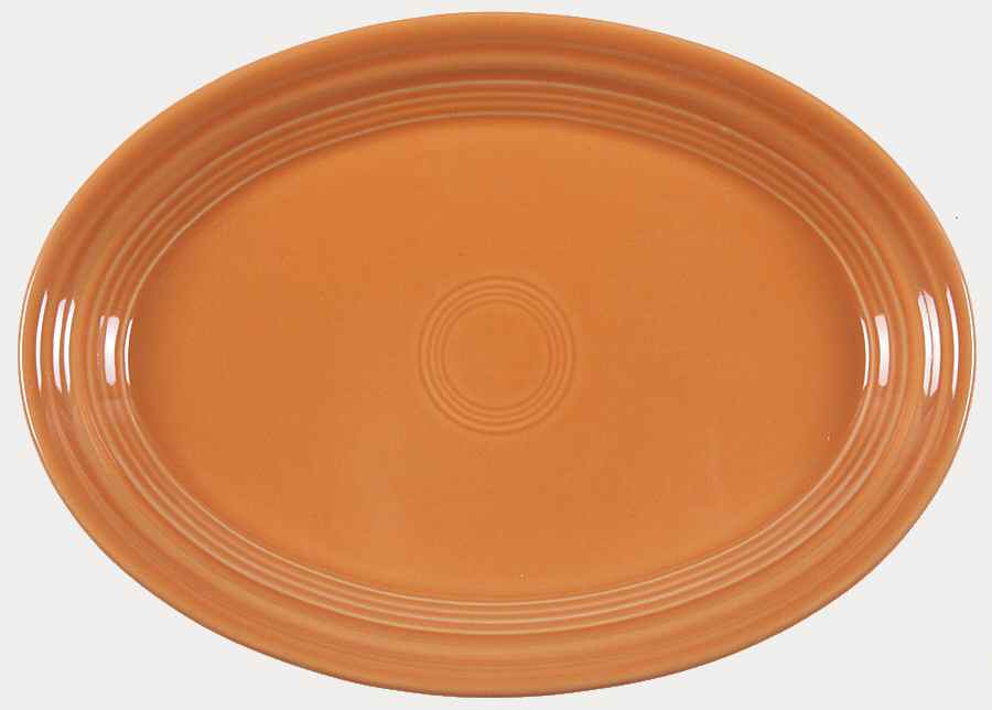 Fiesta Tangerine (Intro 2003) 9" Oval Serving Platter by Homer Laughlin -1
