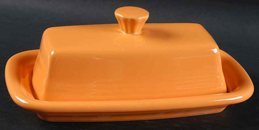 Fiesta Tangerine (Intro 2003) Extra Large 1/4 Lb Covered Butter by Homer Laughlin -1