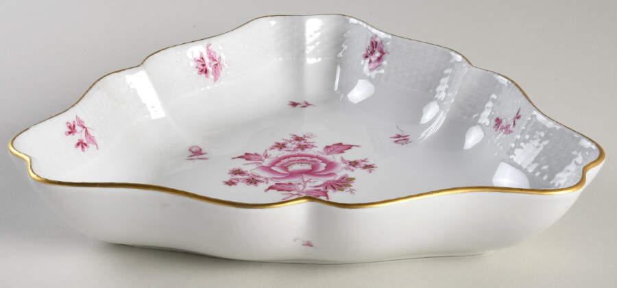 Nanking Bouquet Pink (NBP) 10" Triangular Vegetable Bowl by Herend-1