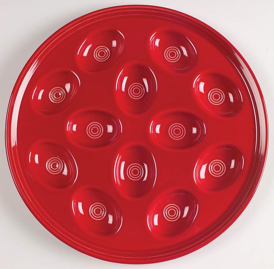Fiesta Scarlet (Intro 2004) Deviled Egg Plate by Homer Laughlin -1