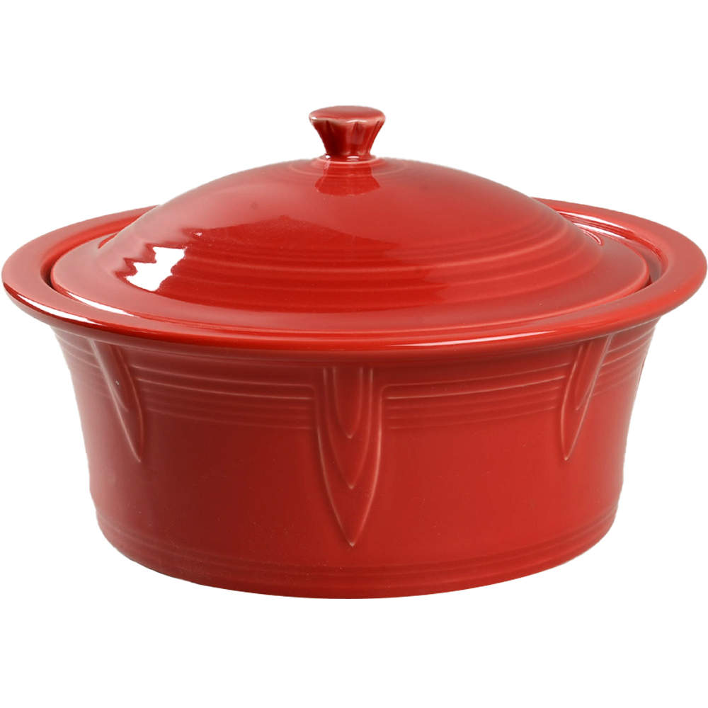 Fiesta Scarlet (Intro 2004) 2.5 Qt Round Covered Casserole by Homer Laughlin -1