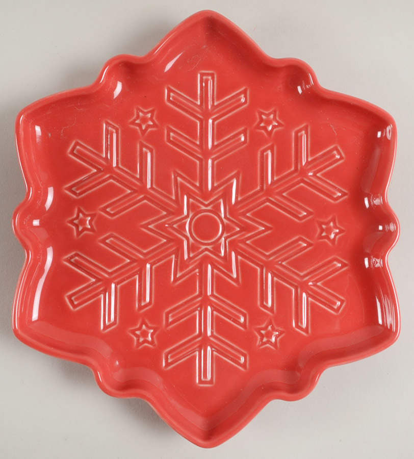 Fiesta Scarlet (Intro 2004) Snowflake Shaped Plate by Homer Laughlin -1