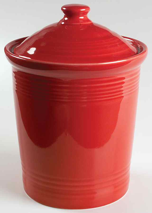 Fiesta Scarlet (Intro 2004) Medium Canister & Lid by Homer Laughlin -1