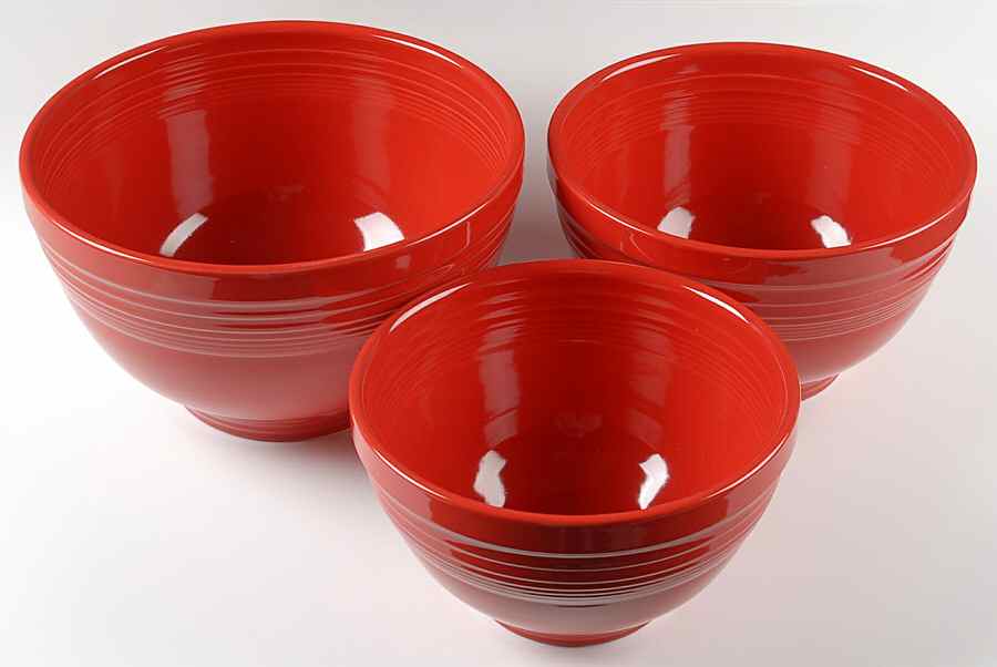Fiesta Scarlet (Intro 2004) (3 Piece) Baking Bowl Set (11", 9", 8") by Homer Laughlin -1