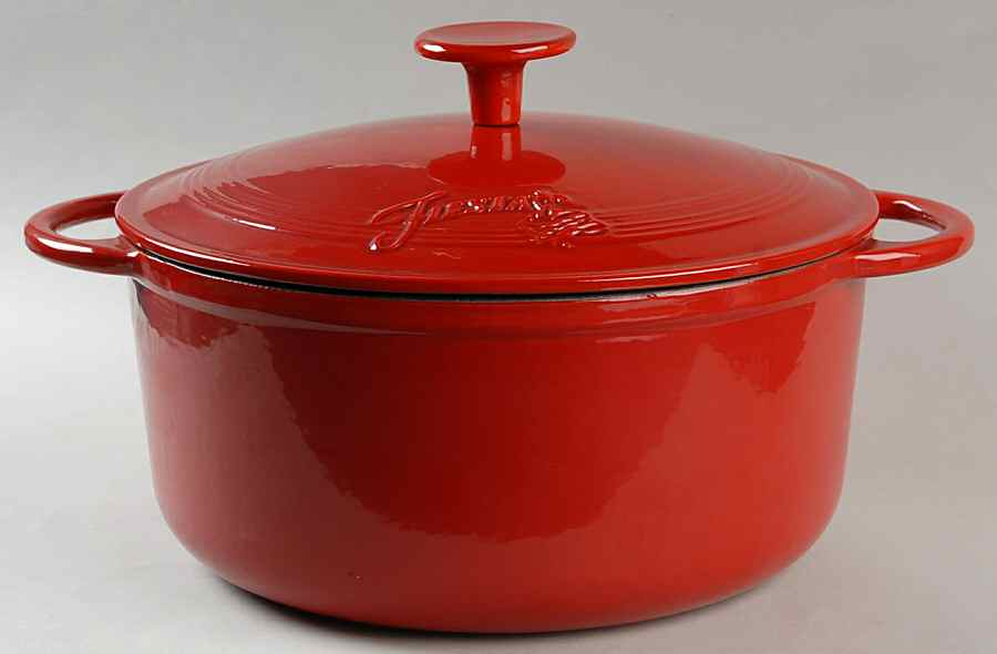 Fiesta Scarlet (Intro 2004) 5.3 Qt Cast Iron Dutch Oven & Lid by Homer Laughlin -1