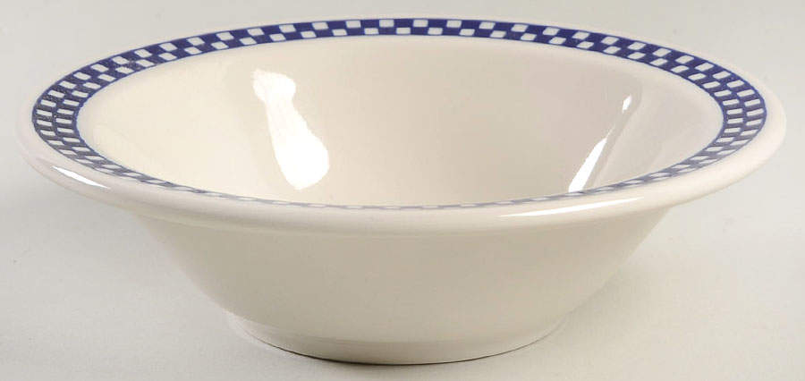 Checkers Cobalt Blue Grapefruit Bowl by Homer Laughlin -1