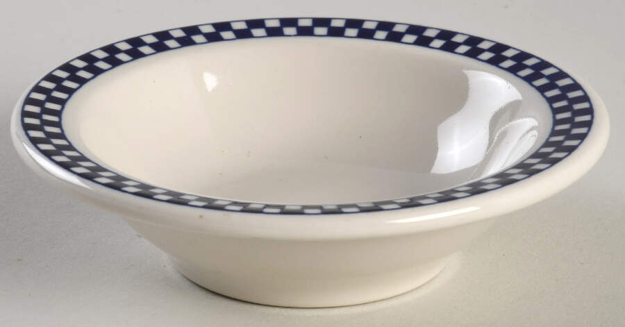 Checkers Cobalt Blue Fruit/Dessert (Sauce) Bowl by Homer Laughlin -1