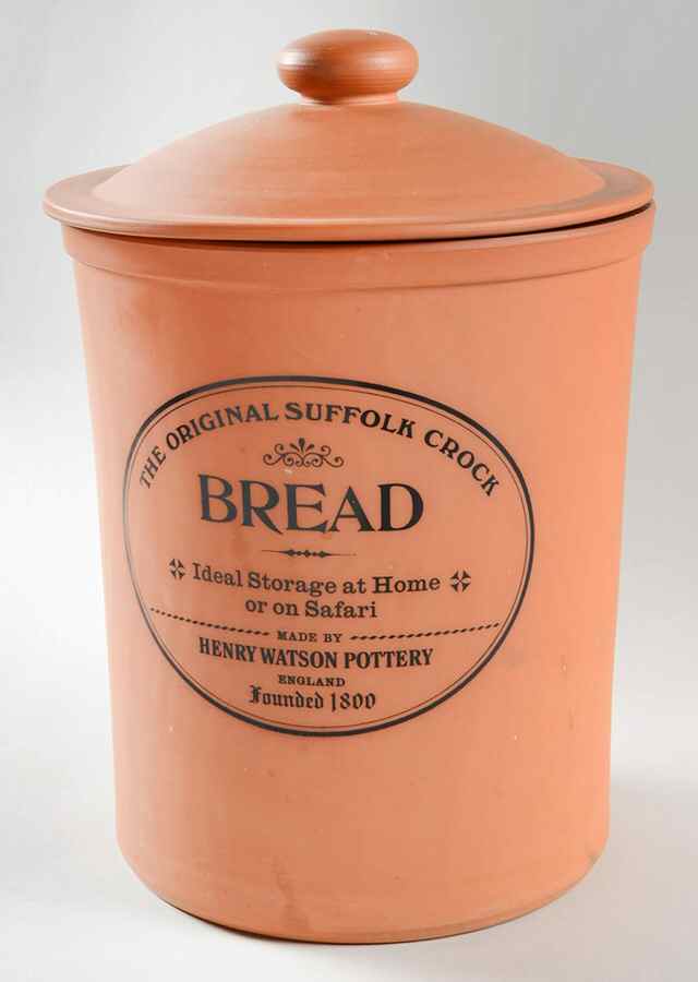 The Original Suffolk (Terra Cotta) Bread Crock with Lid by Henry Watson-1