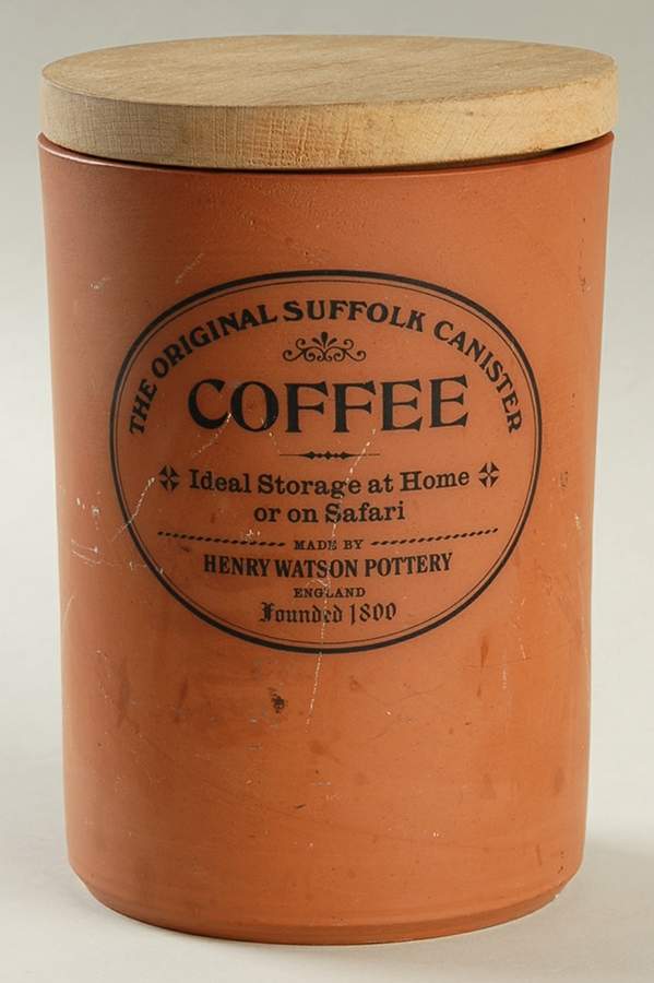 The Original Suffolk (Terra Cotta) Coffee Canister & Wood Lid by Henry Watson-1