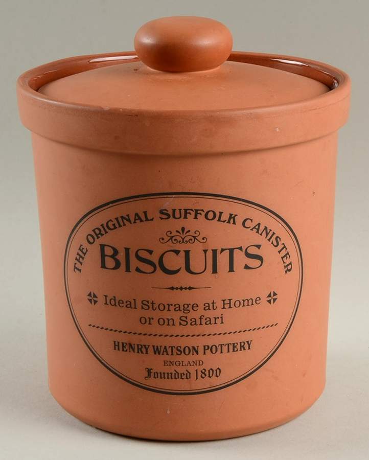 The Original Suffolk (Terra Cotta) Biscuit Canister & Lid by Henry Watson-1