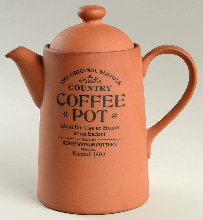 The Original Suffolk (Terra Cotta) Coffee Pot & Lid by Henry Watson-1