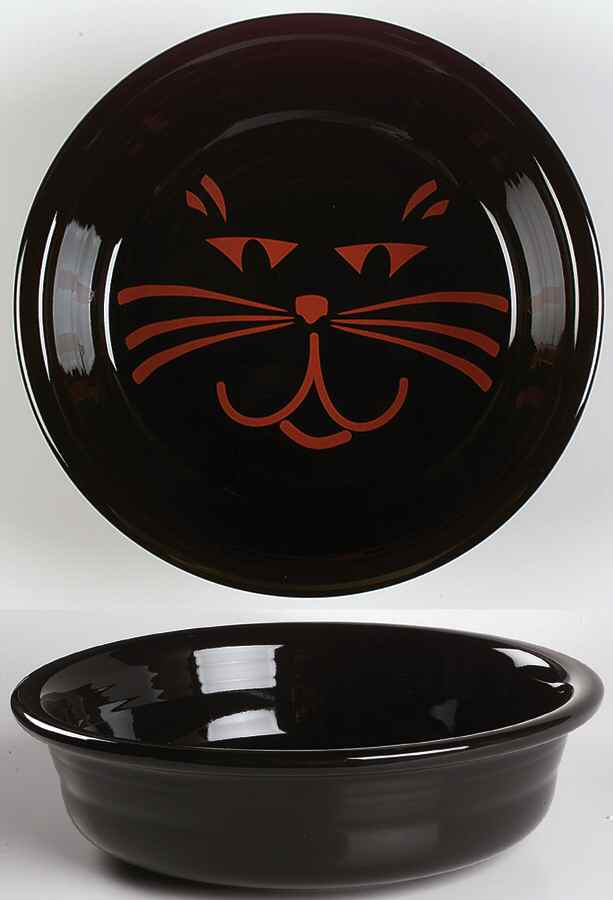 Fiesta Black Cat (Black Body) 10" Round Vegetable Bowl by Homer Laughlin -1