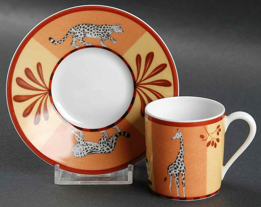 Africa Yellow-Orange Espresso Cup and Saucer Set by Hermes-1