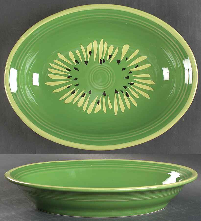 Fiesta Kiwi 12" Oval Vegetable Bowl by Homer Laughlin -1