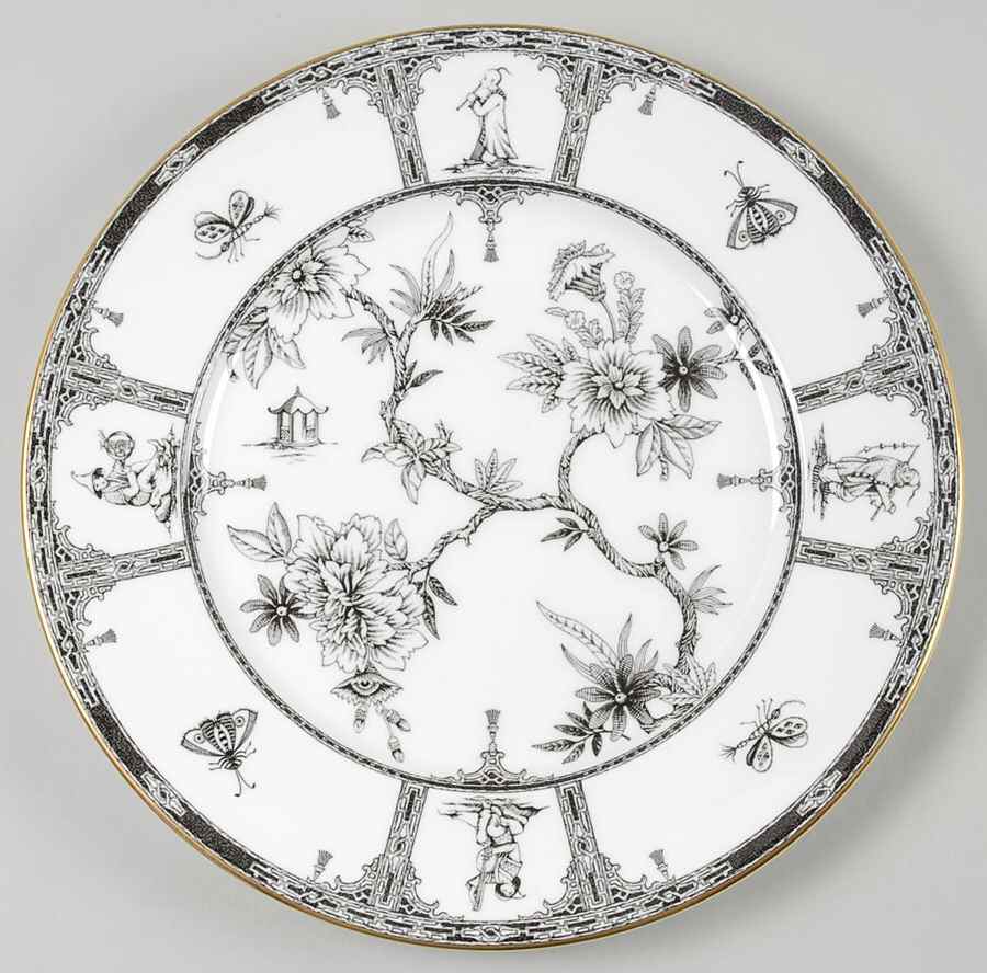 Chinoiserie Black (Ebony) Dinner Plate by Home James-1