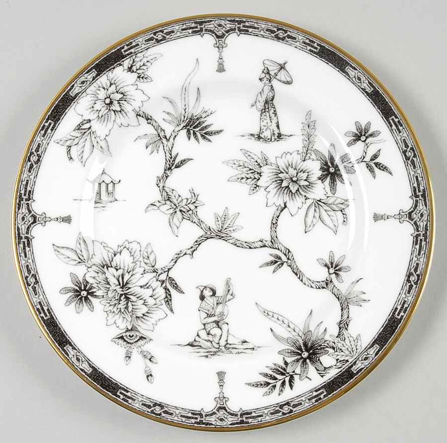Chinoiserie Black (Ebony) Bread & Butter Plate by Home James-1