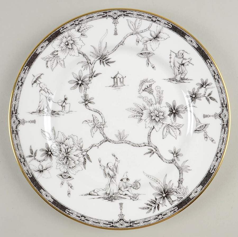 Chinoiserie Black (Ebony) Salad/Dessert Plate by Home James-1