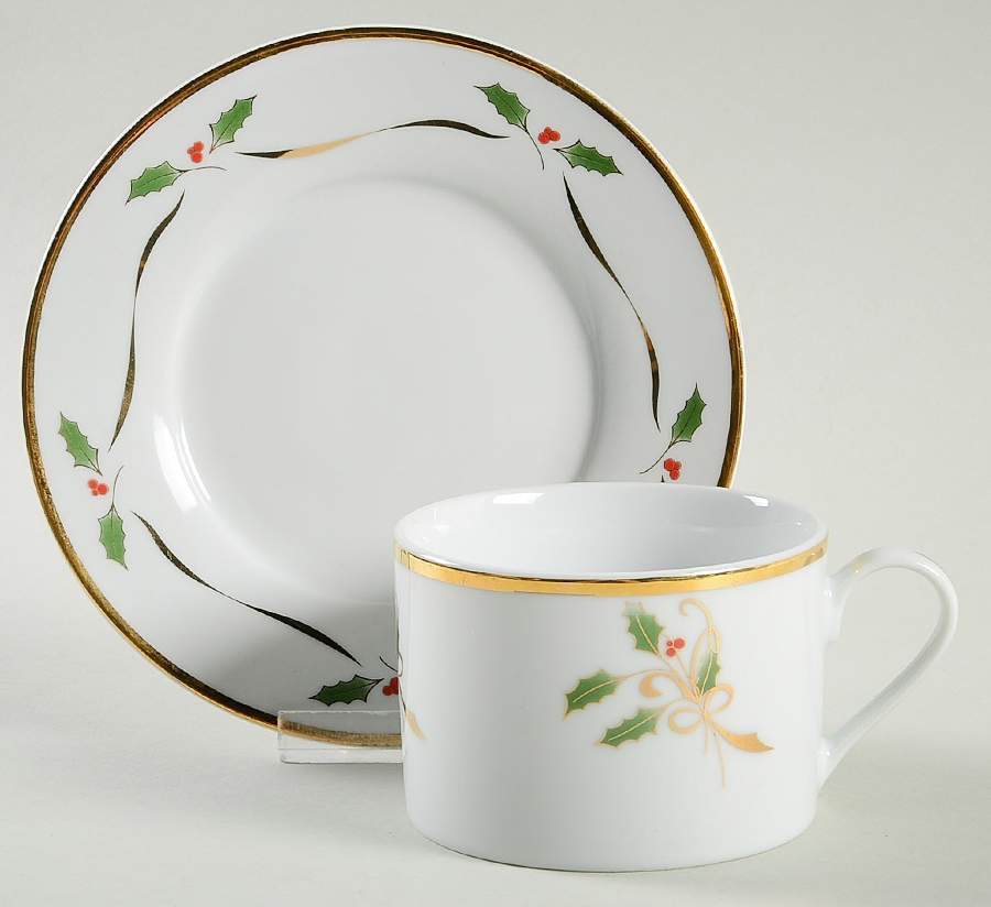 HIJ1 Flat Cup & Saucer Set by Holiday Joy-1