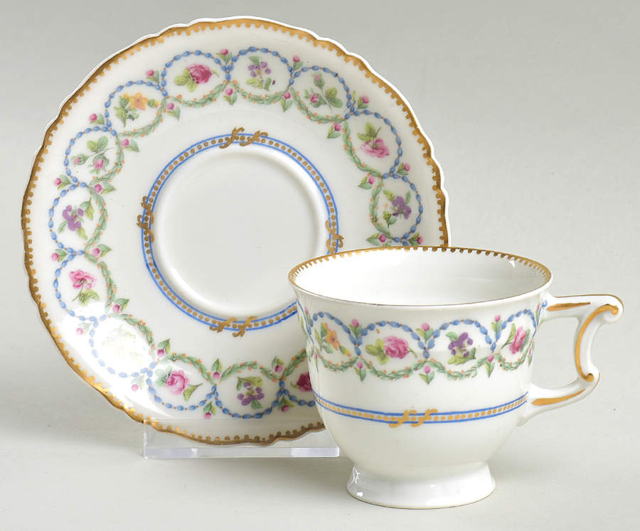 Sevres Blue (Gold Verge) Footed Demitasse Cup & Saucer Set by Haviland-1
