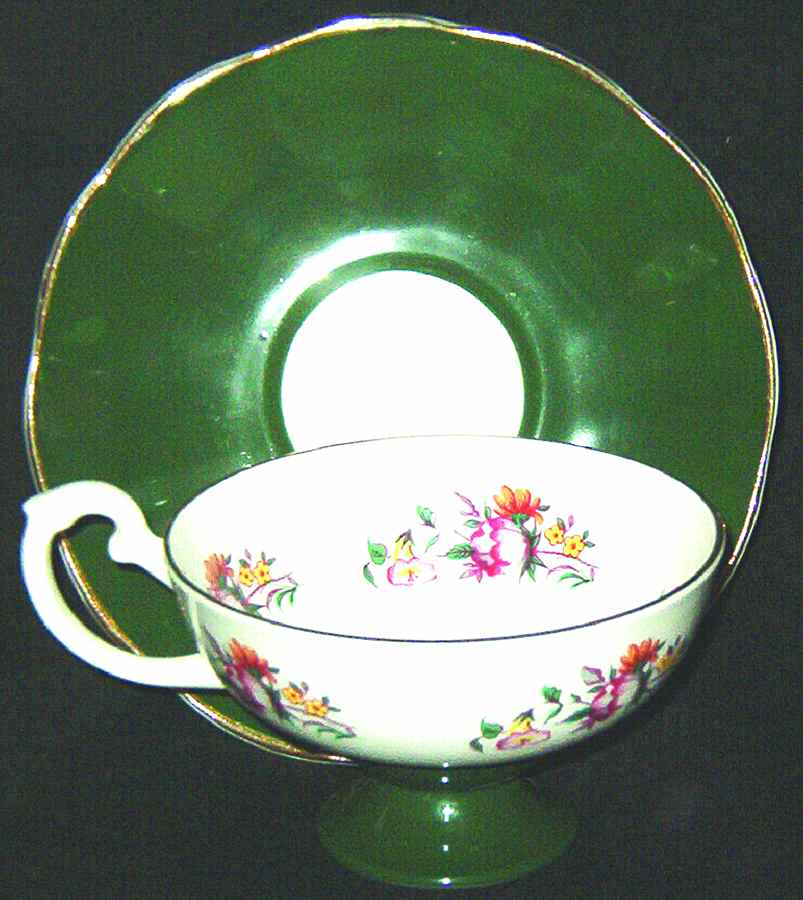 HRG1 Footed Cup & Saucer Set by Harleigh (England)-1