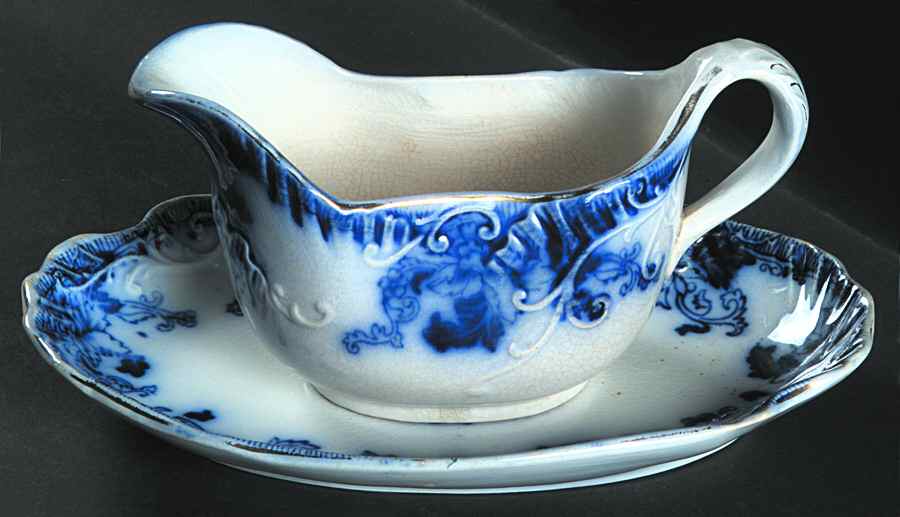 HUG2 (Gold Trim) Gravy Boat & Underplate by Thomas Hughes & Sons-1