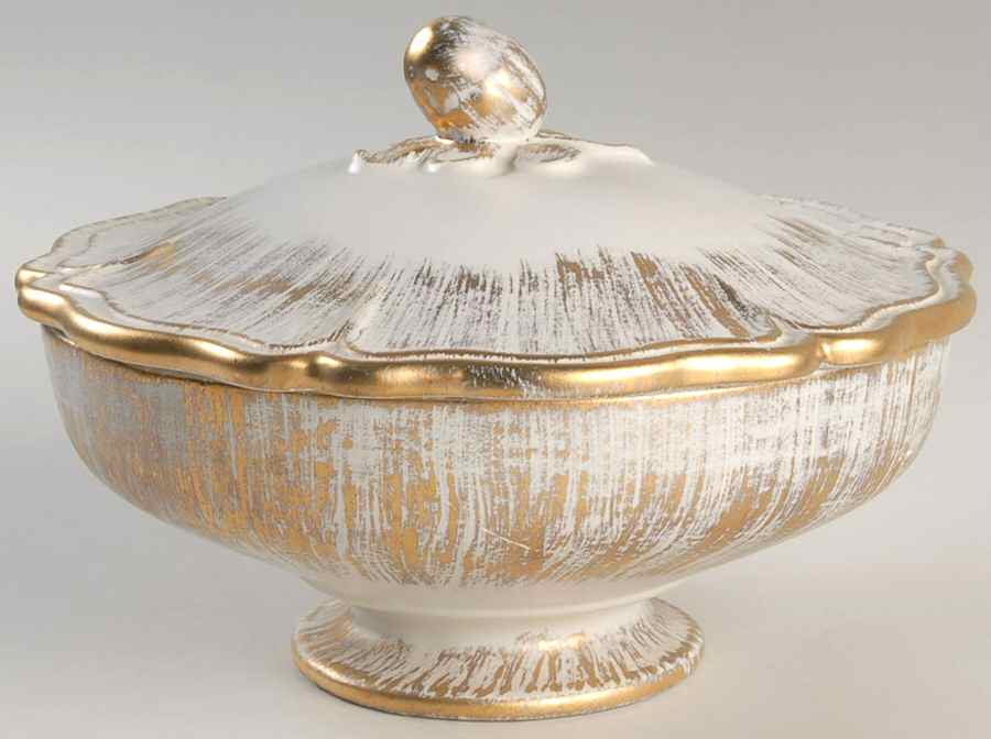 Gold Tweed Round Covered Vegetable by Haeger-1