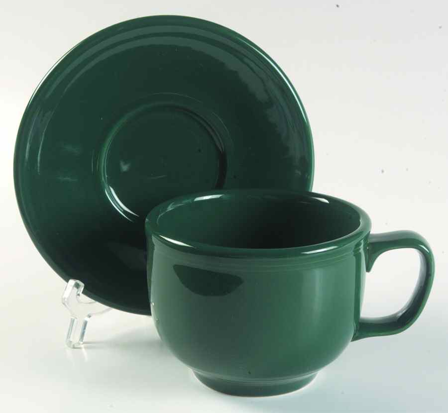 Fiesta Evergreen (Intro 2007) Jumbo Cup & Saucer Set by Homer Laughlin -1