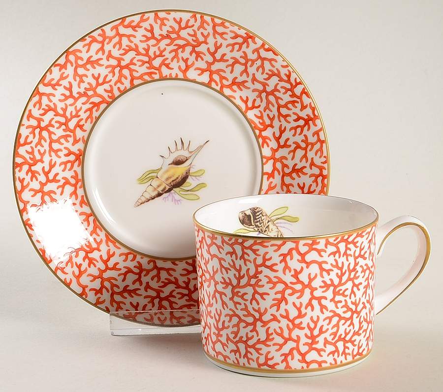 Sea Treasures Flat Cup & Saucer Set by Home James-1