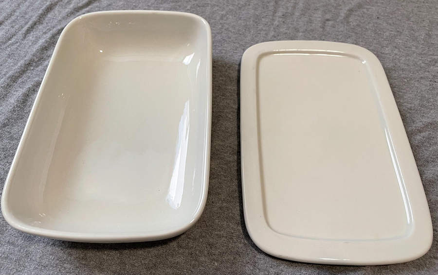 White Rectangular Baker & Lid by Hall-1