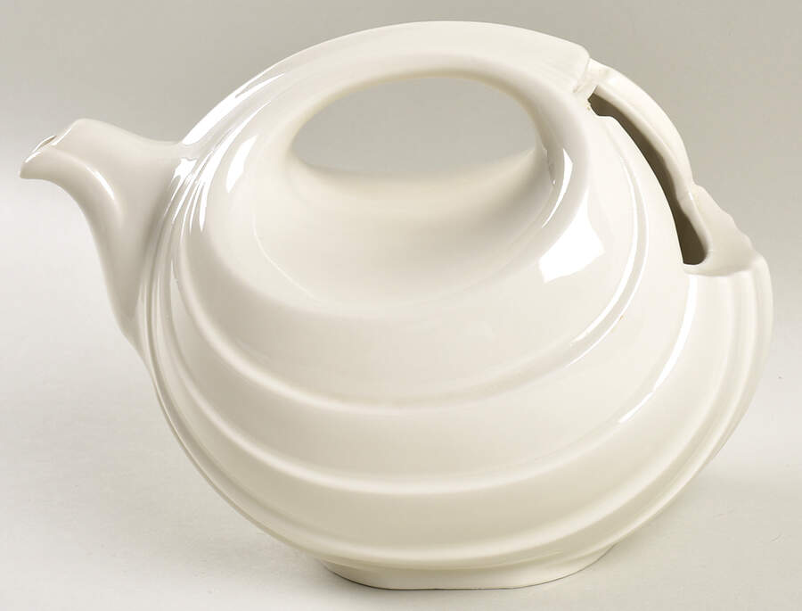 White Rhythm Teapot No Lid by Hall-1