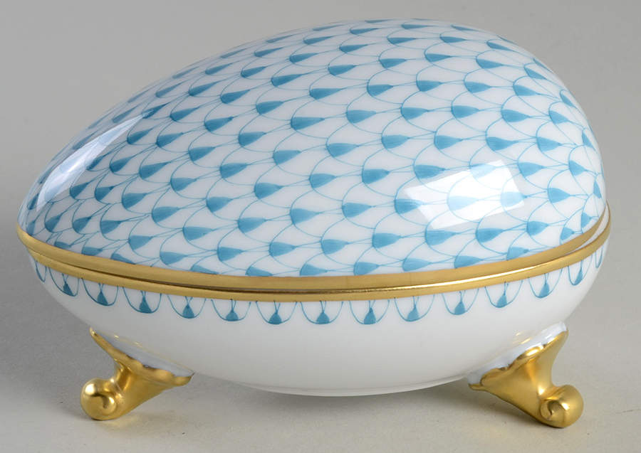 Boxes Egg Box-Gold Feet/Turquoise - No Box by Herend-1